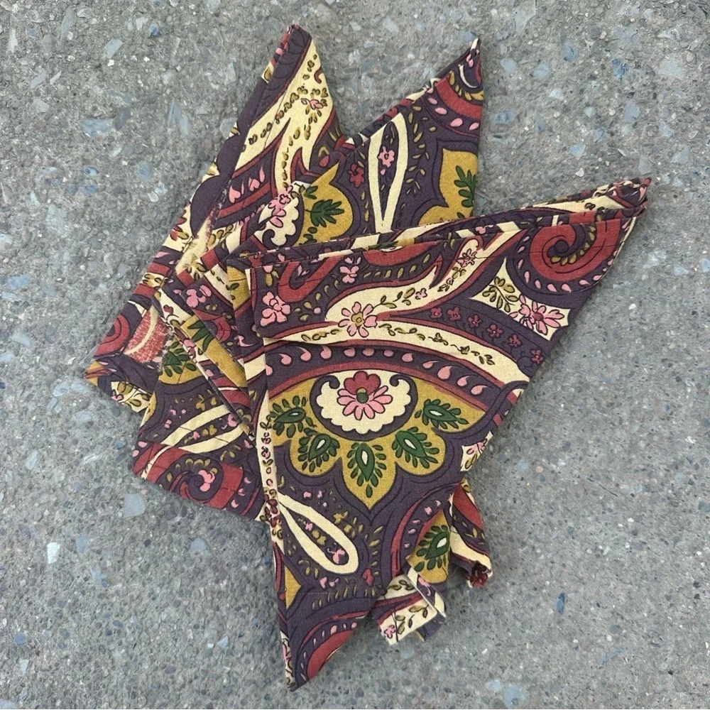 April Cornell Paisley Cotton Napkin Set of 3 15.75” Boho Cottage Fall Colors